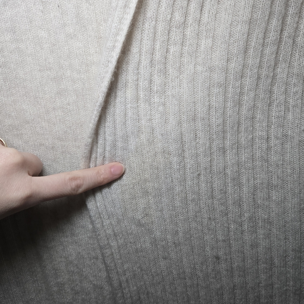 Alashan Womens Cashmere Open Front Cardigan Size L Cream Quiet Luxury Minimalist - Picture 11 of 14